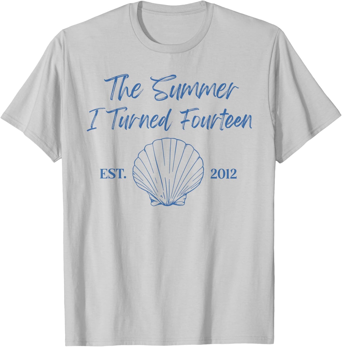 Summer I Turned Fourteen 14th Birthday Seashell Coastal Bow T-Shirt - T-Shirt | Ash