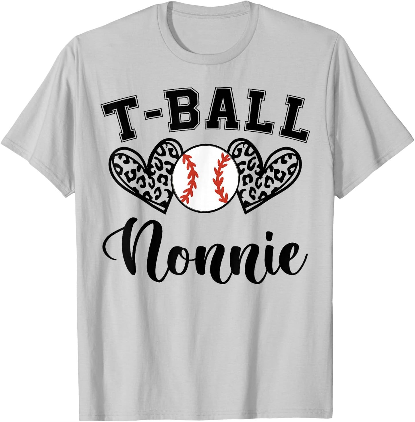 T-Ball Nonnie Leopard Funny T-Ball Nonnie Mother's Day T-Shirt - T-Shirt | Ash