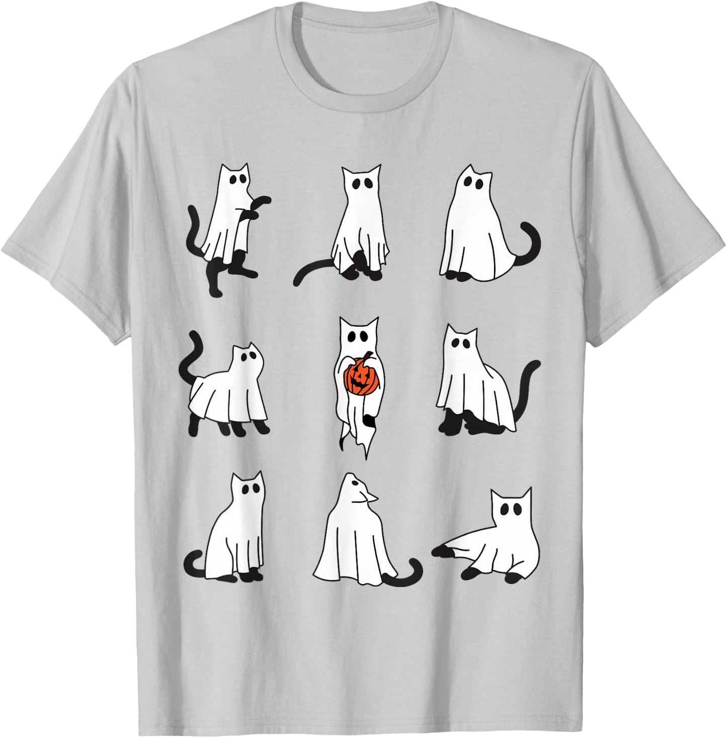 Cute Ghost Cat Funny Halloween Cat Design ghost cat Women Kids T-Shirt - T-Shirt | Ash