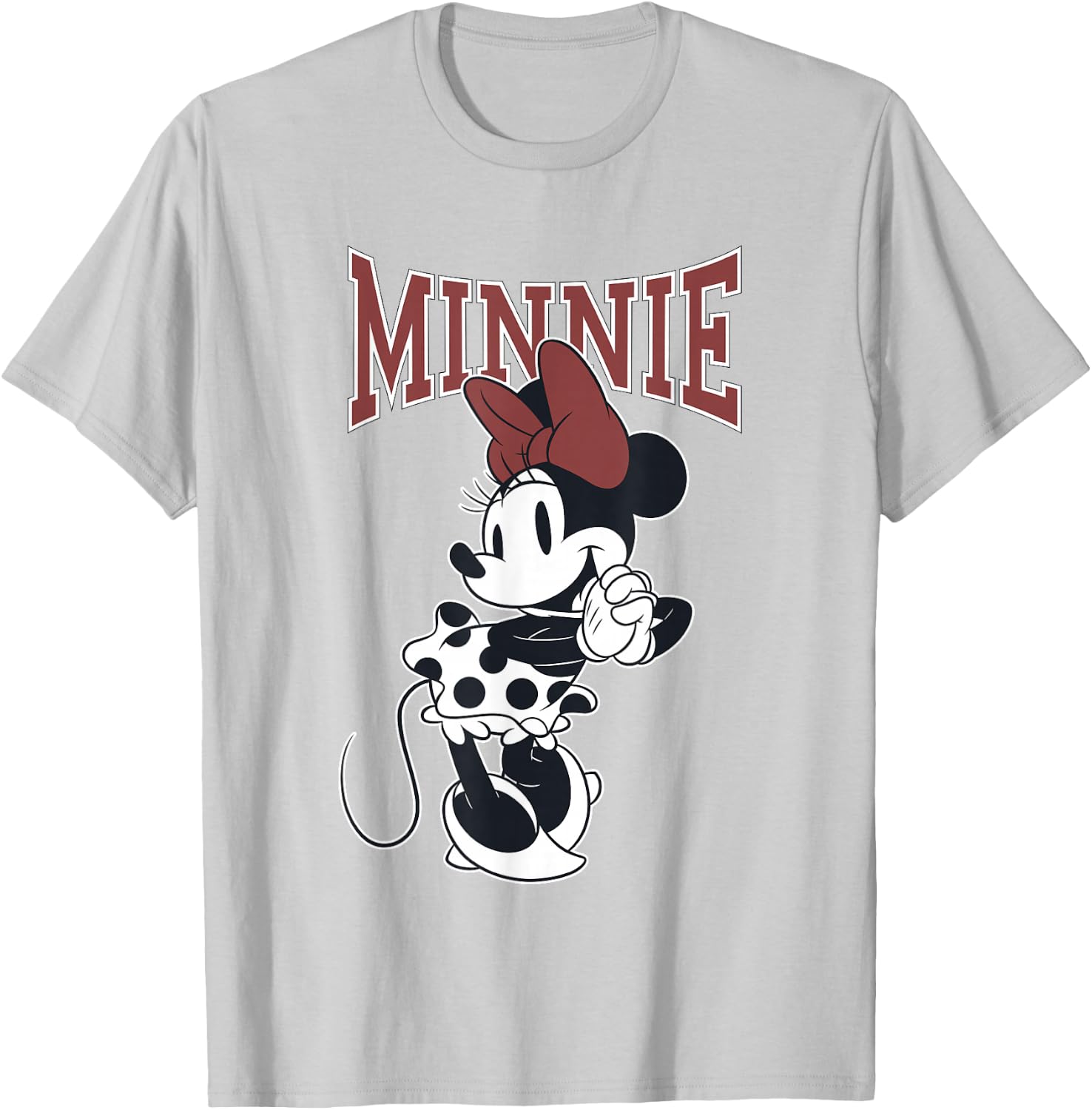 Disney Minnie Mouse Black & White Polka Dots Cute Pose T-Shirt - T-Shirt | Ash
