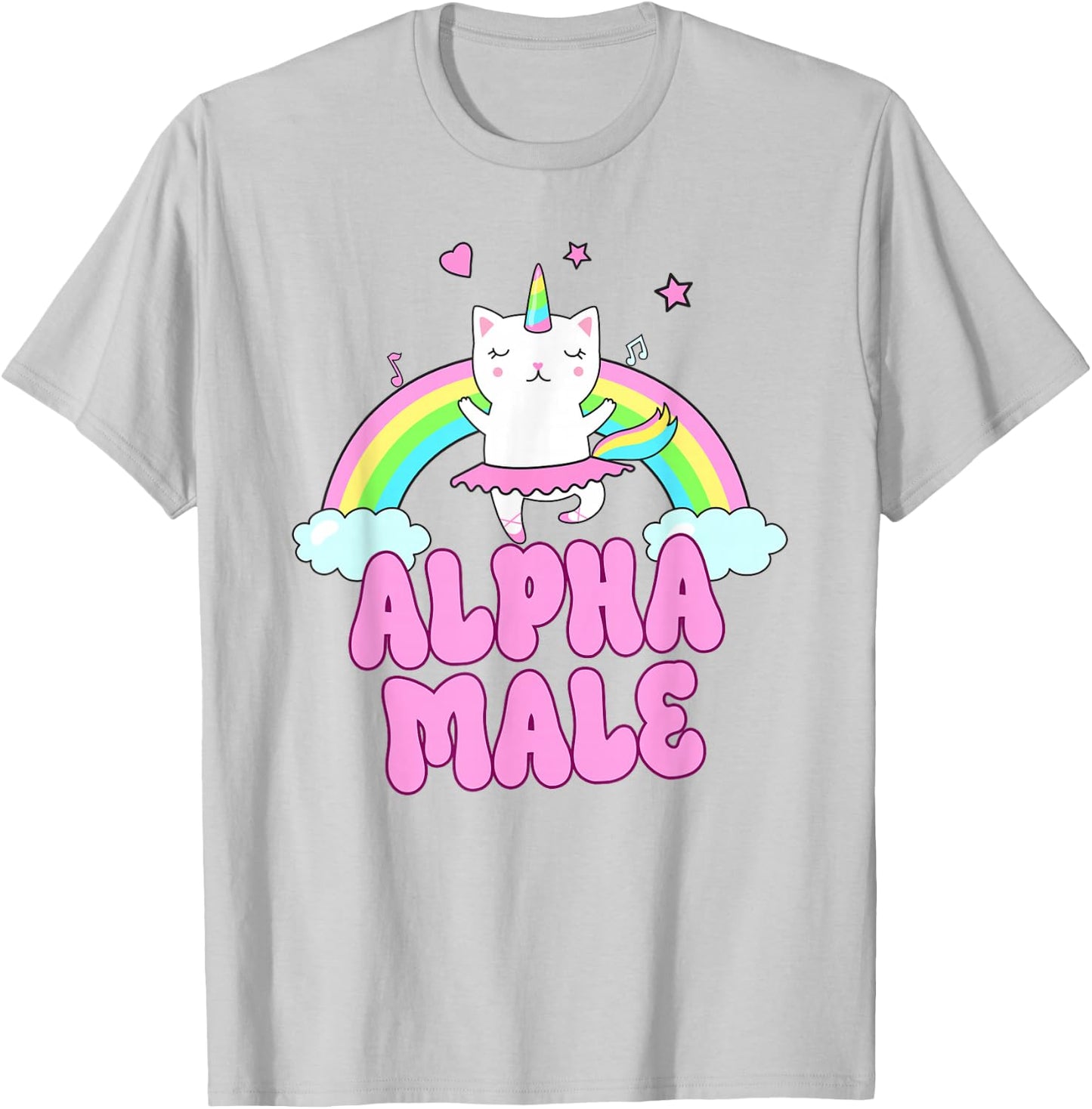 Alpha Male Unicorn Ironic Pink Funny Sarkastic Y2K Meme T-Shirt - T-Shirt | Ash