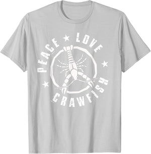 Funny Crawfish Boil Peace Love Crayfish Cajun Men T-Shirt - T-Shirt | Ash