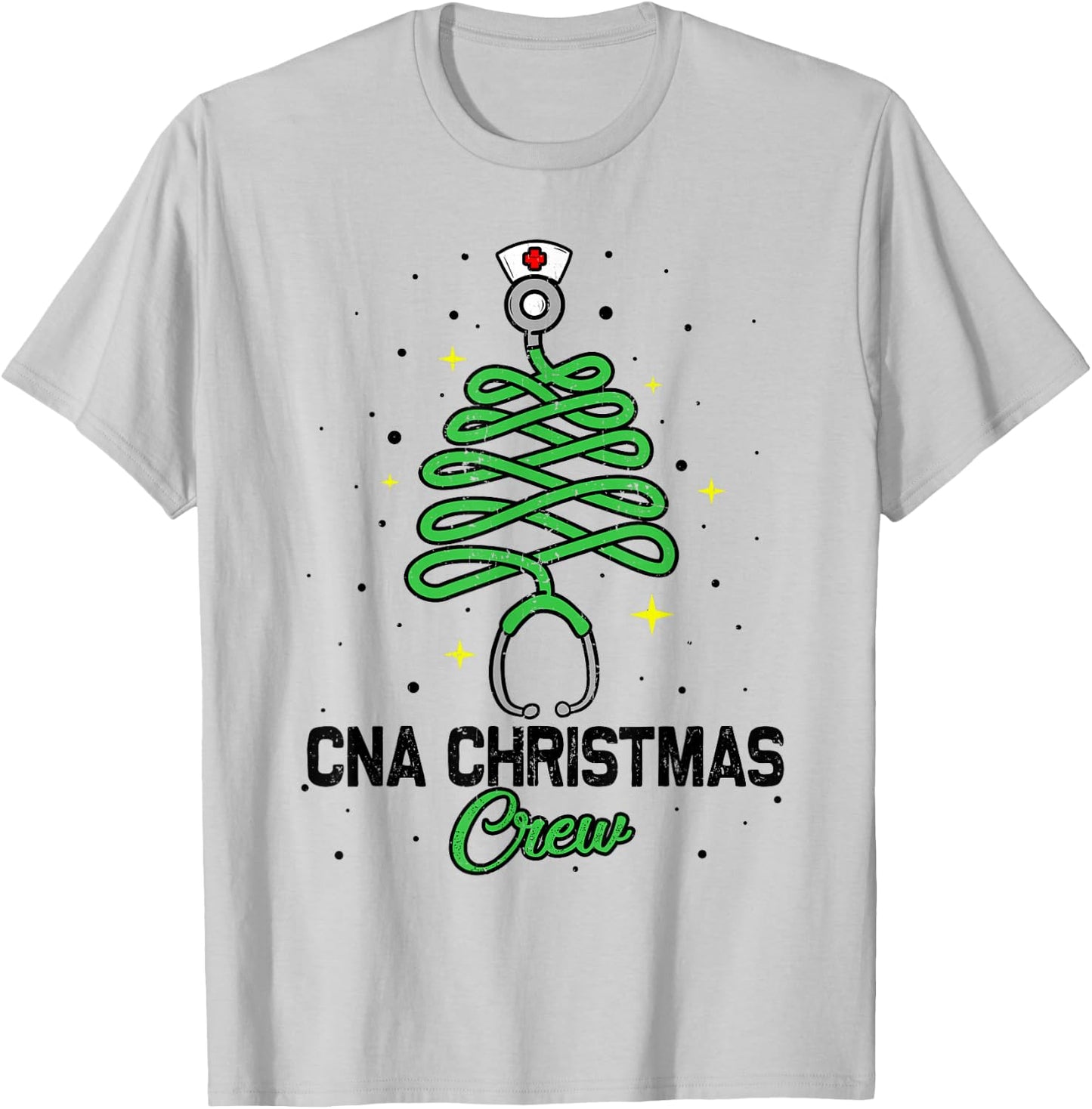 CNA Christmas Crew Cute Christmas Tree Xmas Lights Nurse T-Shirt - T-Shirt | Ash