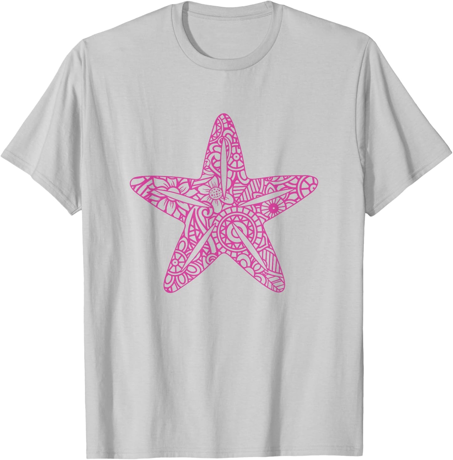 Mandala Starfish Flower Ocean Sea Summer Cute Floral Beach T-Shirt - T-Shirt | Ash