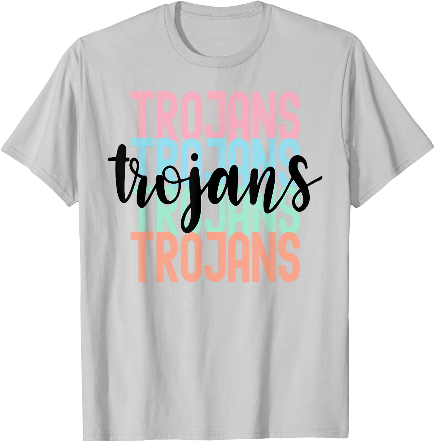 Trojans Team Mascot School Spirit Game Night T-Shirt - T-Shirt | Ash