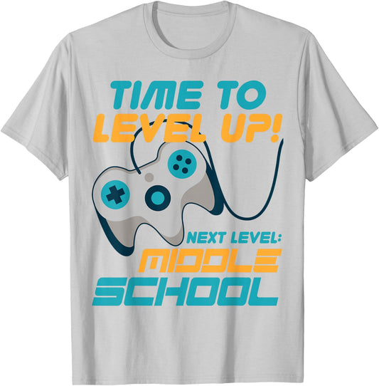 Time to Level Up Middle School 5th Grade Graduation Student T-Shirt - T-Shirt | Ash