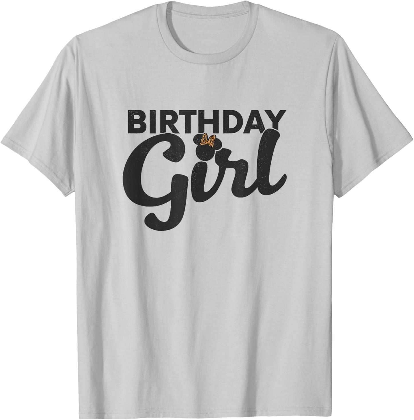 Disney Minnie Mouse Birthday Girl Cute Leopard Bow T-Shirt - T-Shirt | Ash