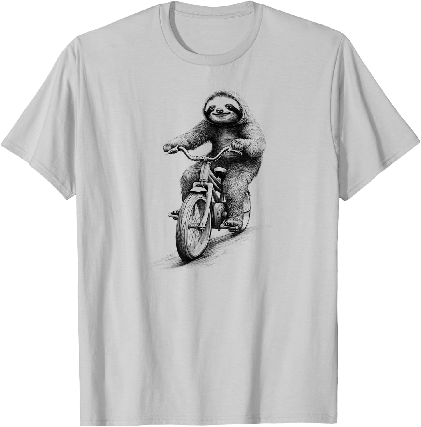 Sloth Riding Bicycle Biker Sloth Ride Slow T-Shirt - T-Shirt | Ash