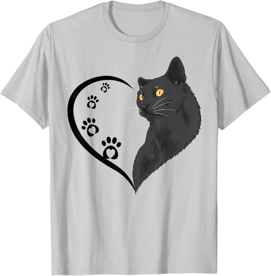 Cat Shirt Cat Shirts Girls Kids Cute Heart Cat Mom T-Shirt - T-Shirt | Ash
