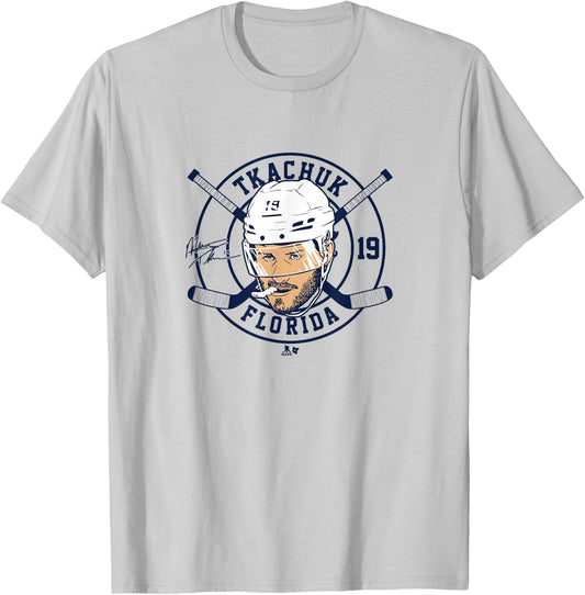 Matthew Tkachuk: Floating Head 2.0 - Florida Hockey T-Shirt - T-Shirt | Ash