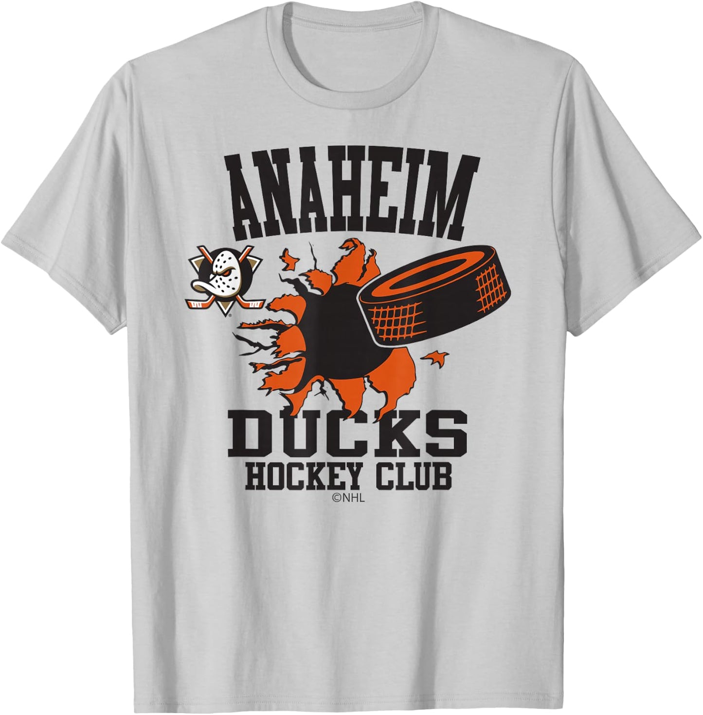 Anaheim Ducks Hockey Puck Burst Officially Licensed T-Shirt - T-Shirt | Ash