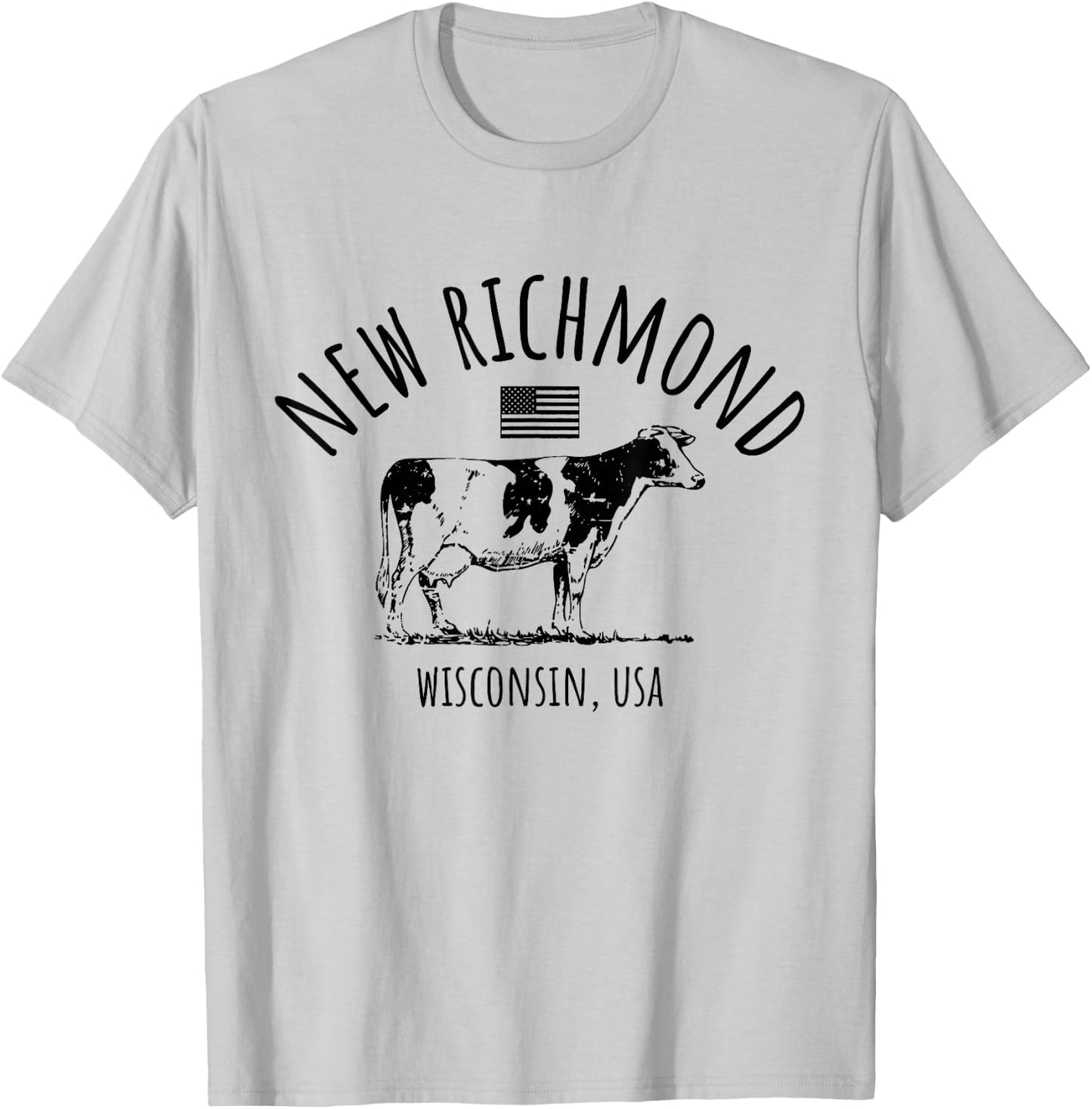 New Richmond Wisconsin USA Retro Cow Vintage Style Design T-Shirt - T-Shirt | Ash