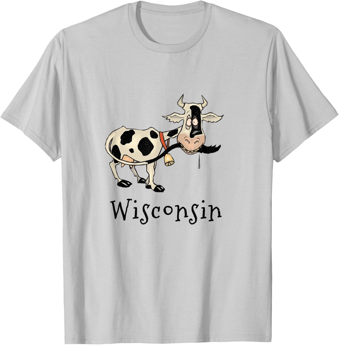 Wisconsin Silly Funny Whimsy Dairy Cow Farm Holstein T-Shirt - T-Shirt | Ash