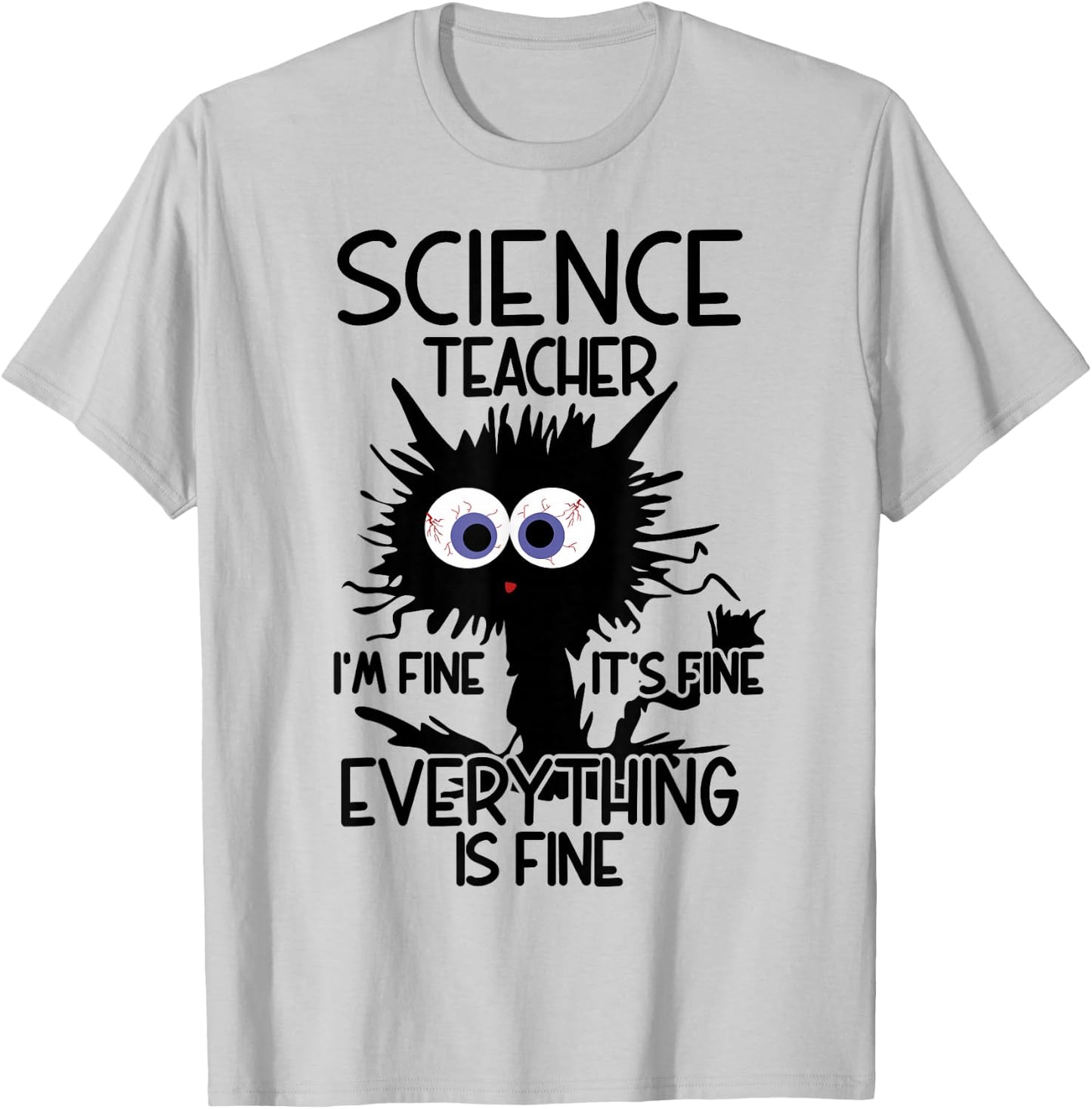 Science Teacher Appreciation Merch -Adults, -Youth Grey Classic Fit Modern Science Theme Cartoon T-Shirt - T-Shirt | Ash