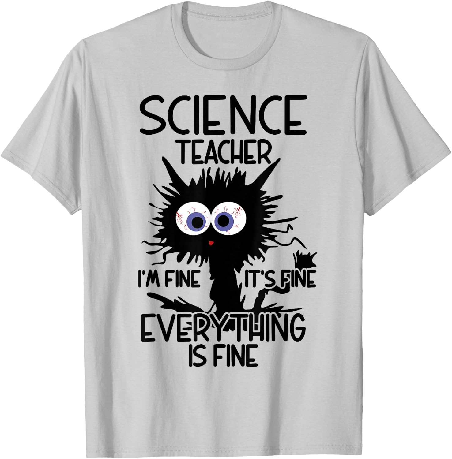 Science Teacher Appreciation Merch -Adults, -Youth Grey Classic Fit Modern Science Theme Cartoon T-Shirt - T-Shirt | Ash