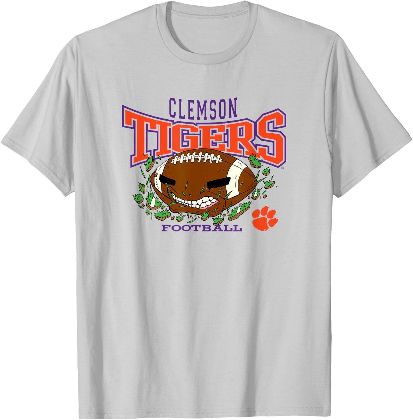 Clemson Tigers Football Bite White Officially Licensed T-Shirt - T-Shirt | Ash