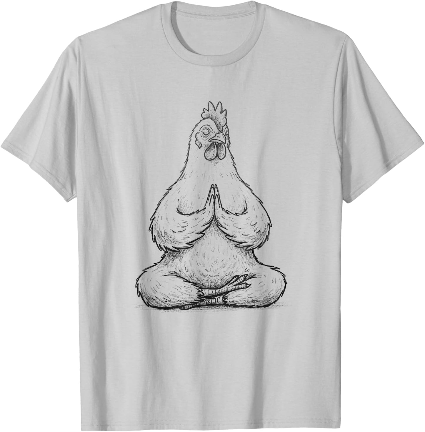 Meditation Funny Chicken Doing Yoga Buddhist Zen Design T-Shirt - T-Shirt | Ash