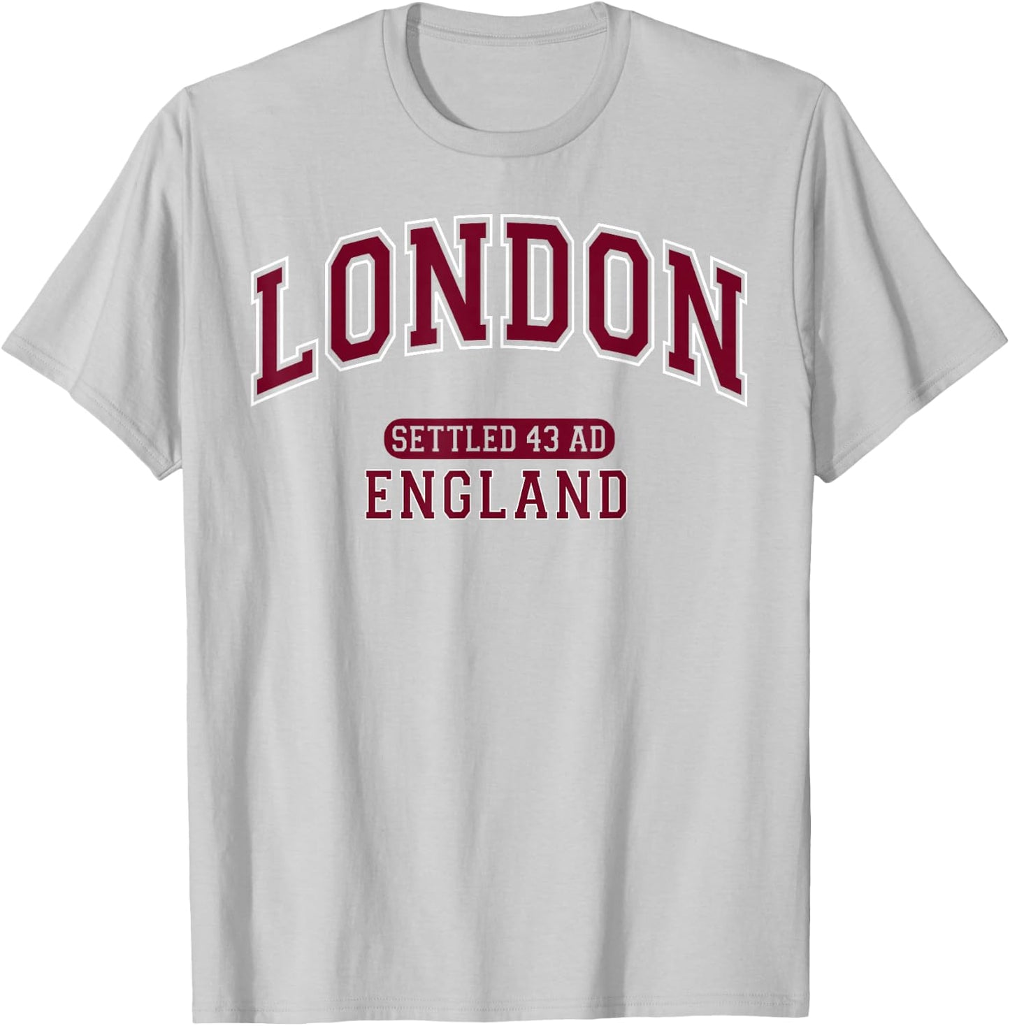 London England Settled 43 AD Vintage Sports Burgundy T-Shirt - T-Shirt | Ash
