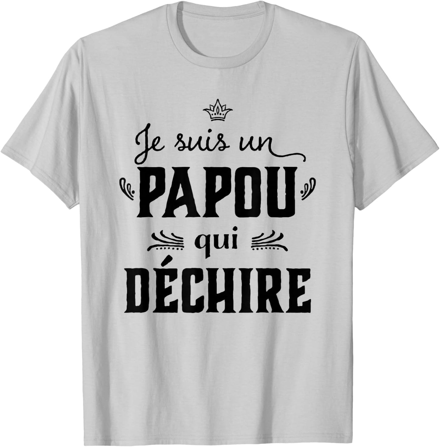 Papou qui rips Grandpa Funny Father's Day 2024 , white, S T-Shirt - T-Shirt | Ash