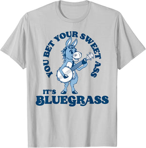 You Bet Your Ass It's Bluegrass! Funny Burro & Banjo Donkey T-Shirt - T-Shirt | Ash