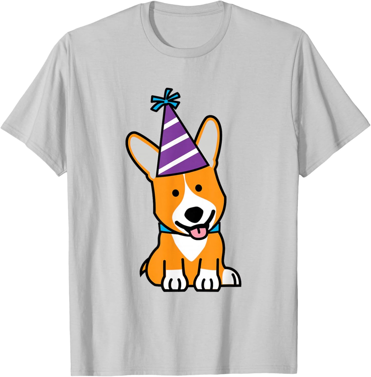 Happy Birthday Party Hat Corgi Welsh dog puppy T-Shirt - T-Shirt | Ash