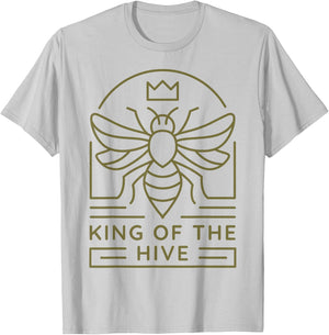 King Of The Hive Shirt Men Bee Lover Husband Beekeeper T-Shirt - T-Shirt | Ash