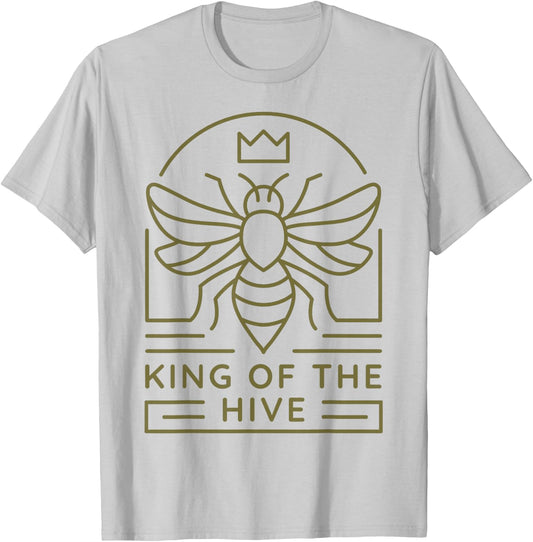 King Of The Hive Shirt Men Bee Lover Husband Beekeeper T-Shirt - T-Shirt | Ash