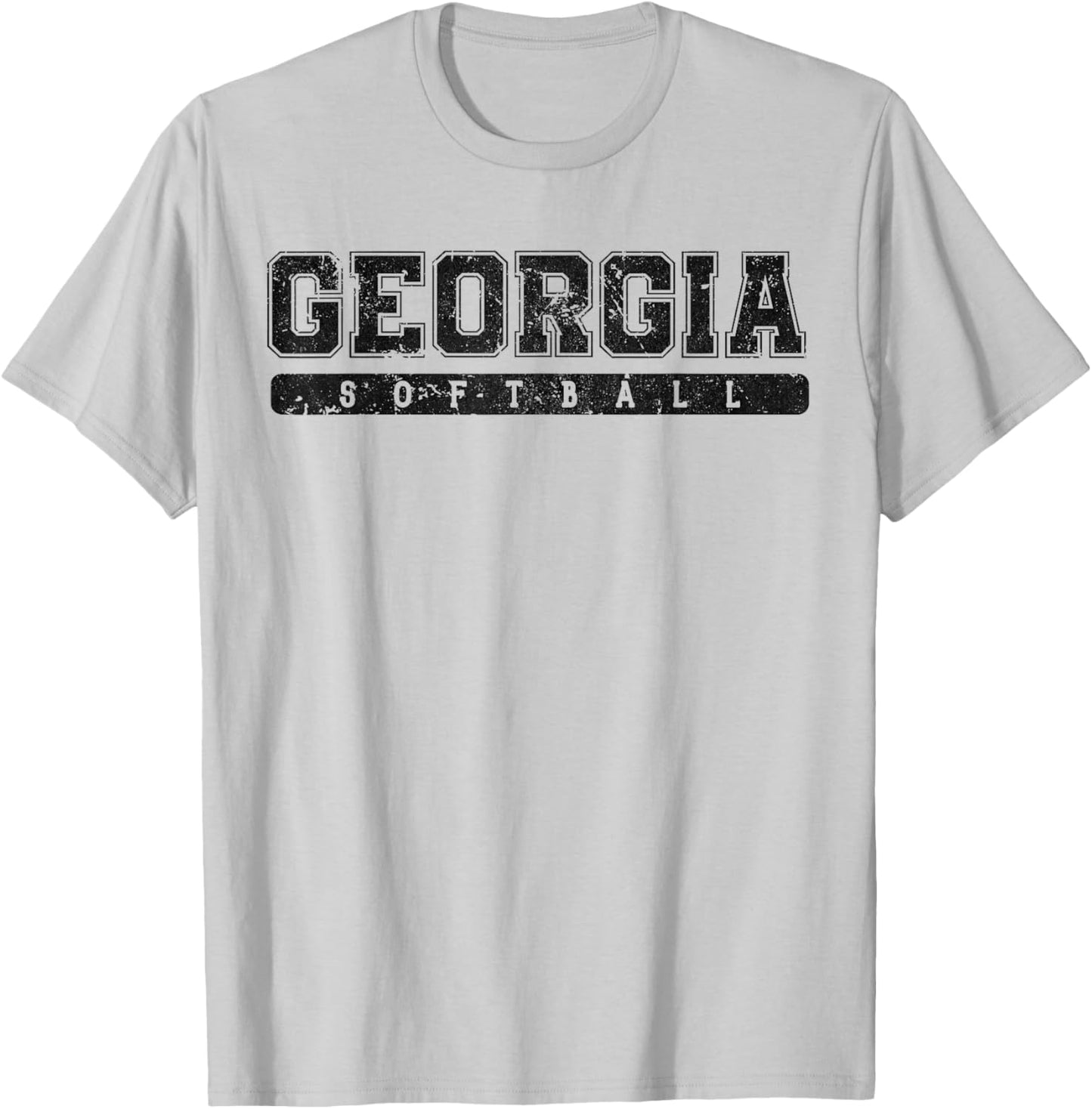 Georgia Softball Black Vintage Text T-Shirt - T-Shirt | Ash