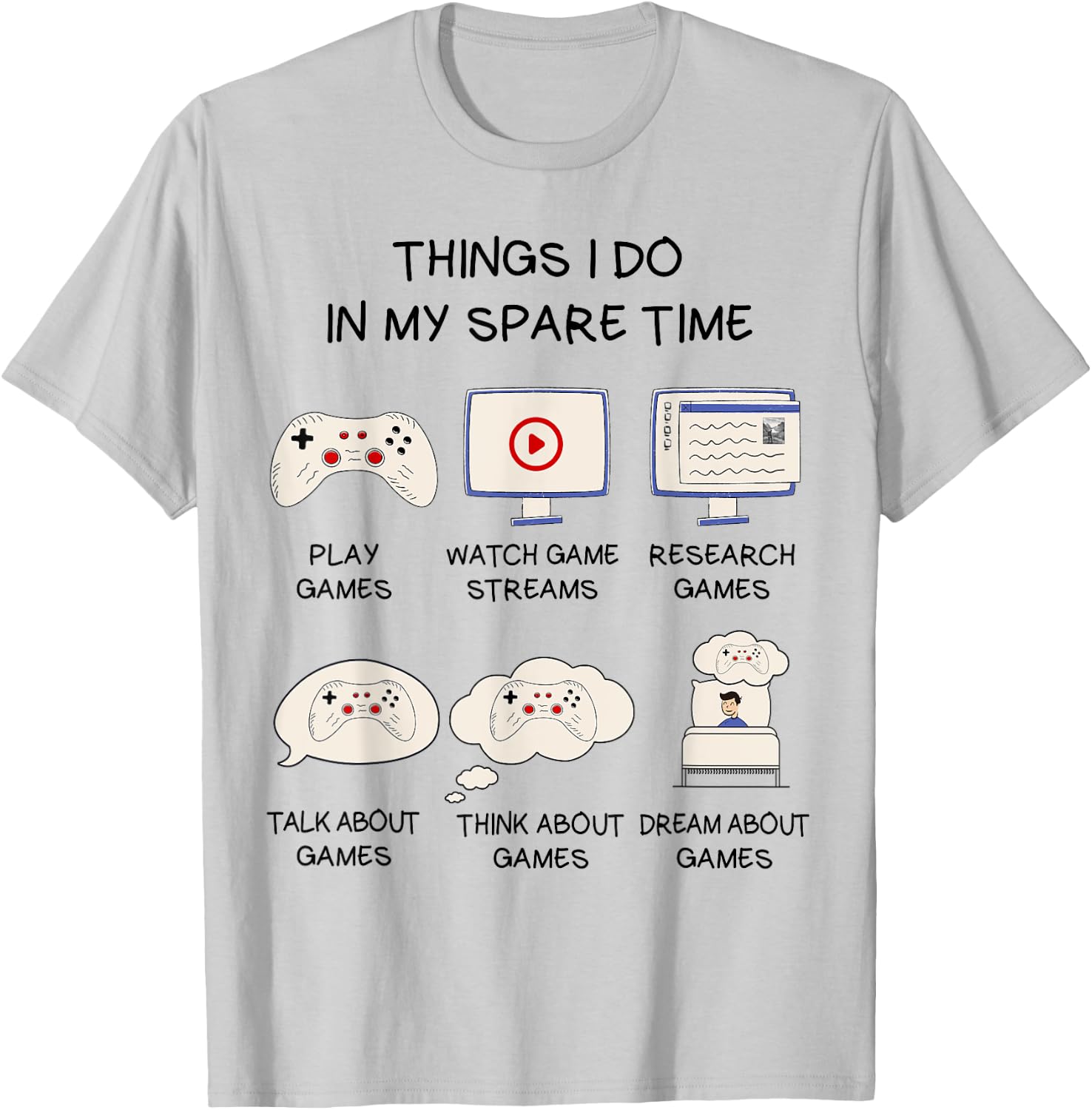 Funny Gaming Shirt For Teen Boys Men In My Spare Time Gamer T-Shirt - T-Shirt | Ash