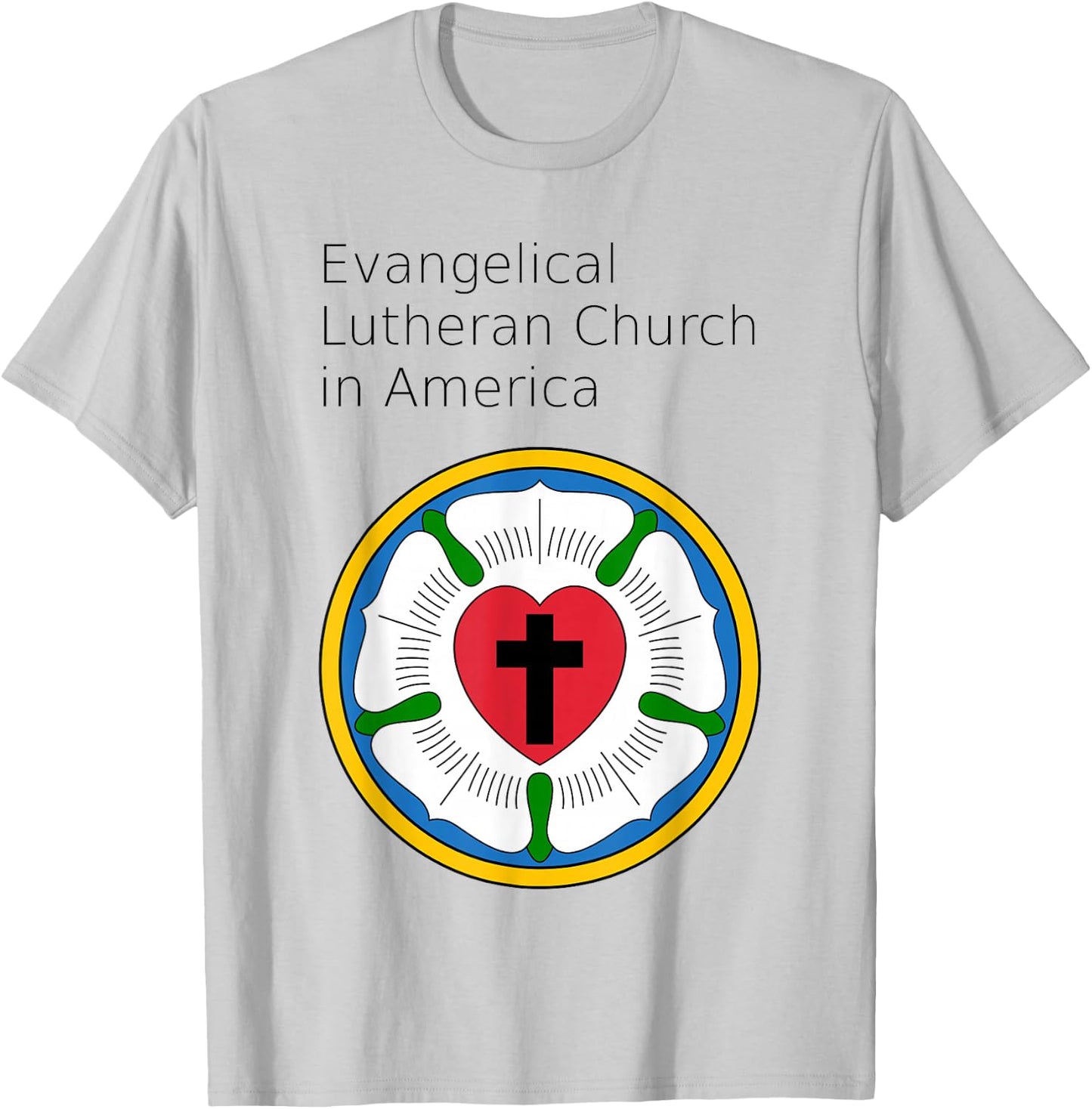 ELCA Rose Seal Logo of the Evangelical Lutheran Church in America T-Shirt - T-Shirt | Ash