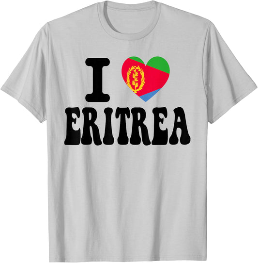 I Love Eritrea Heart Flag Retro Travel Souvenir T-Shirt - T-Shirt | Ash