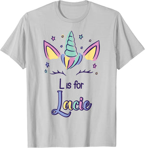 First Name Lacie Personalized L Is For Lacie T-Shirt - T-Shirt | Ash