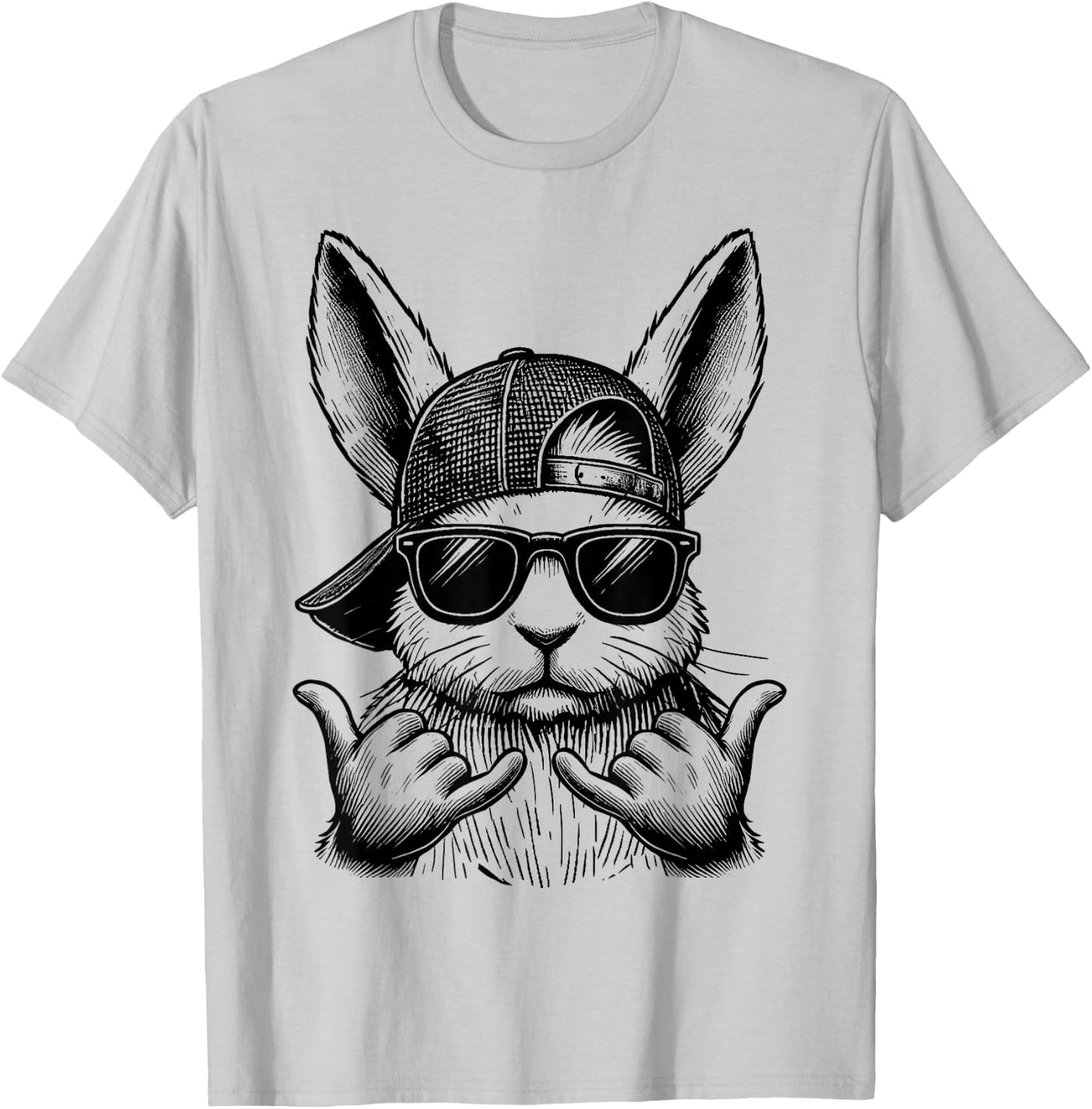 Cool Bunny Face Sunglasses Rabbit Easter Day Kids Boys T-Shirt - T-Shirt | Ash