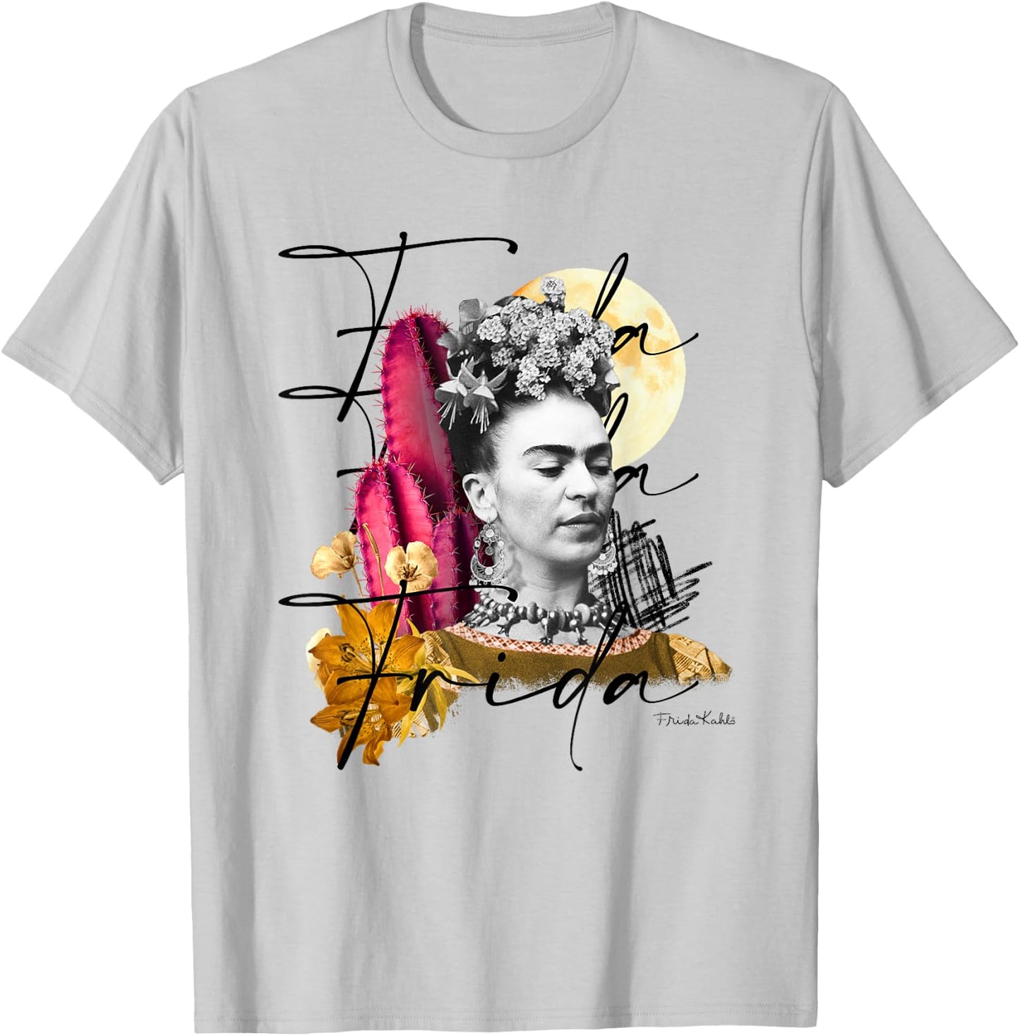 Frida Kahlo - Damen , Weiß, S, Kurzarm, Klassisch, Kunst, Asymmetrisch T-Shirt - T-Shirt | Ash