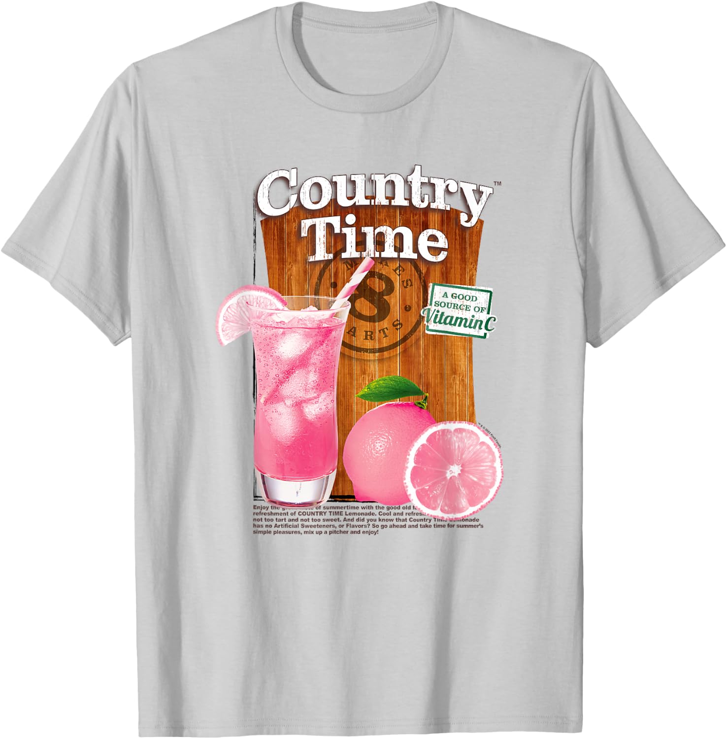 Country Time Pink Lemonade Classic Beverage Logo T-Shirt - T-Shirt | Ash