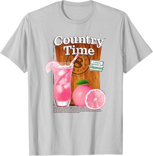 Country Time Pink Lemonade Classic Beverage Logo T-Shirt - T-Shirt | Ash
