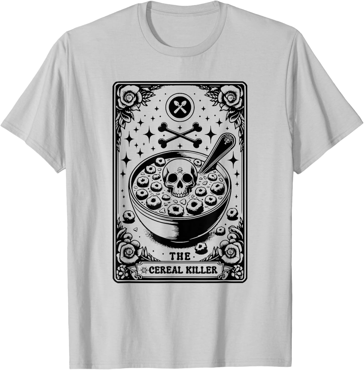 Cereal Killer Breakfast Cereal Bowl Cereals Skull Tarot Card T-Shirt - T-Shirt | Ash