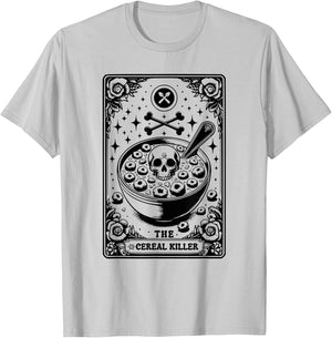 Cereal Killer Breakfast Cereal Bowl Cereals Skull Tarot Card T-Shirt - T-Shirt | Ash