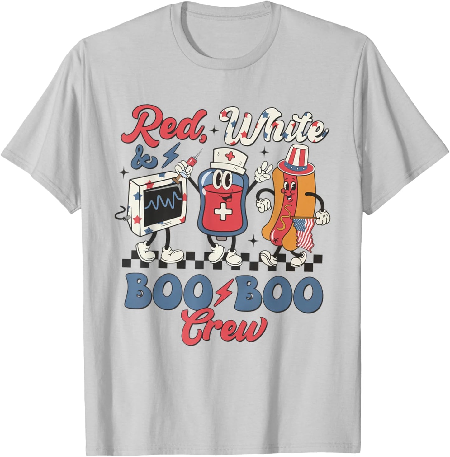 Retro Red White Boo Boo Crew 4th of July ER Emergency Room Men T-Shirt - T-Shirt | Ash