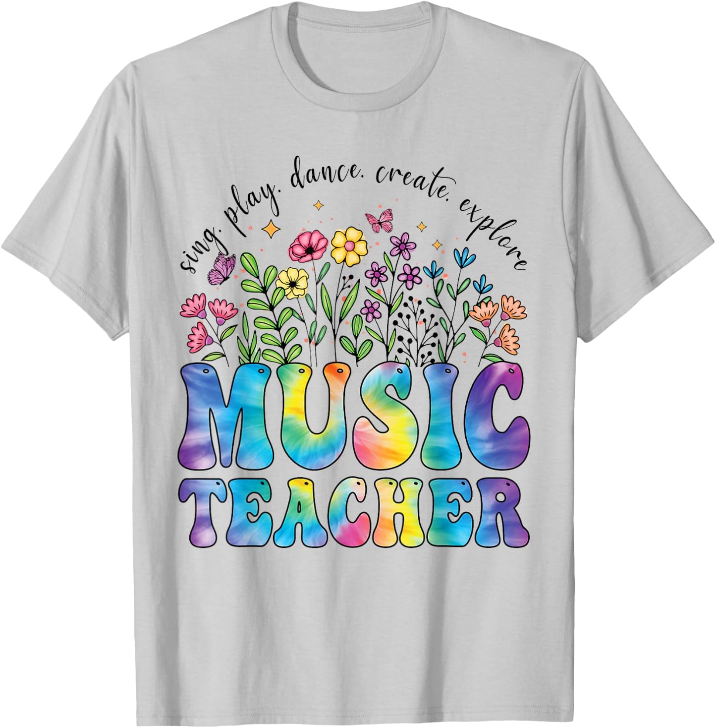 Music Teacher Sing Play Dance School Musicians Tie Dye Women Kids T-Shirt - T-Shirt | Ash
