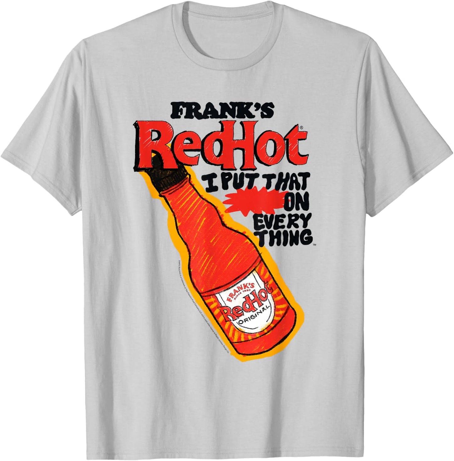 Frank’s RedHot Sauce Original Bottle Illustration T-Shirt - T-Shirt | Ash