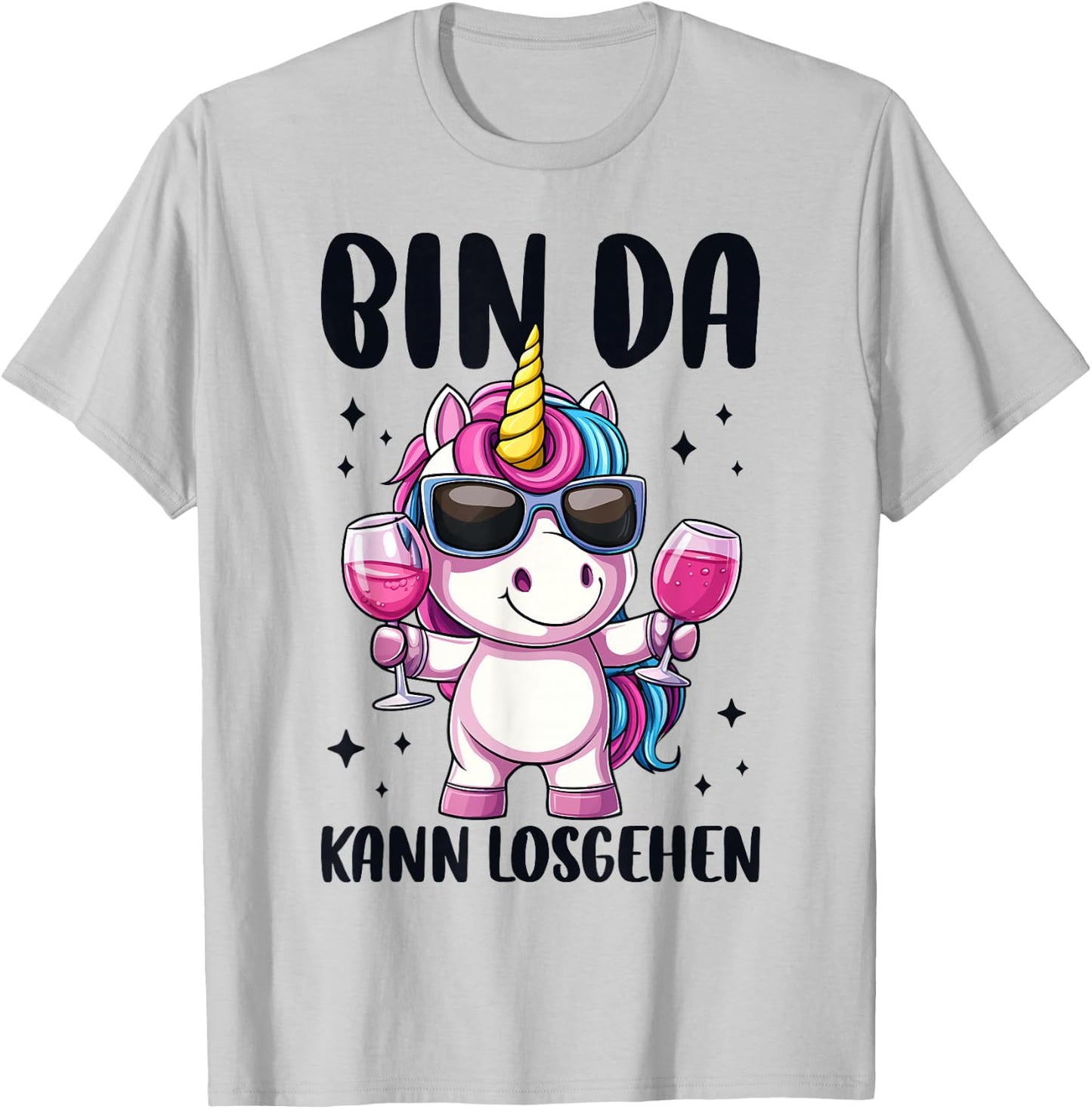Bin Da Kann Losgehen Unicorn , White, S T-Shirt - T-Shirt | Ash