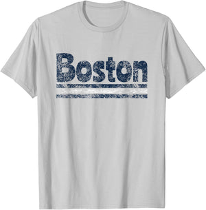 Boston Massachusetts Retro Vintage Weathered Throwback T-Shirt - T-Shirt | Ash