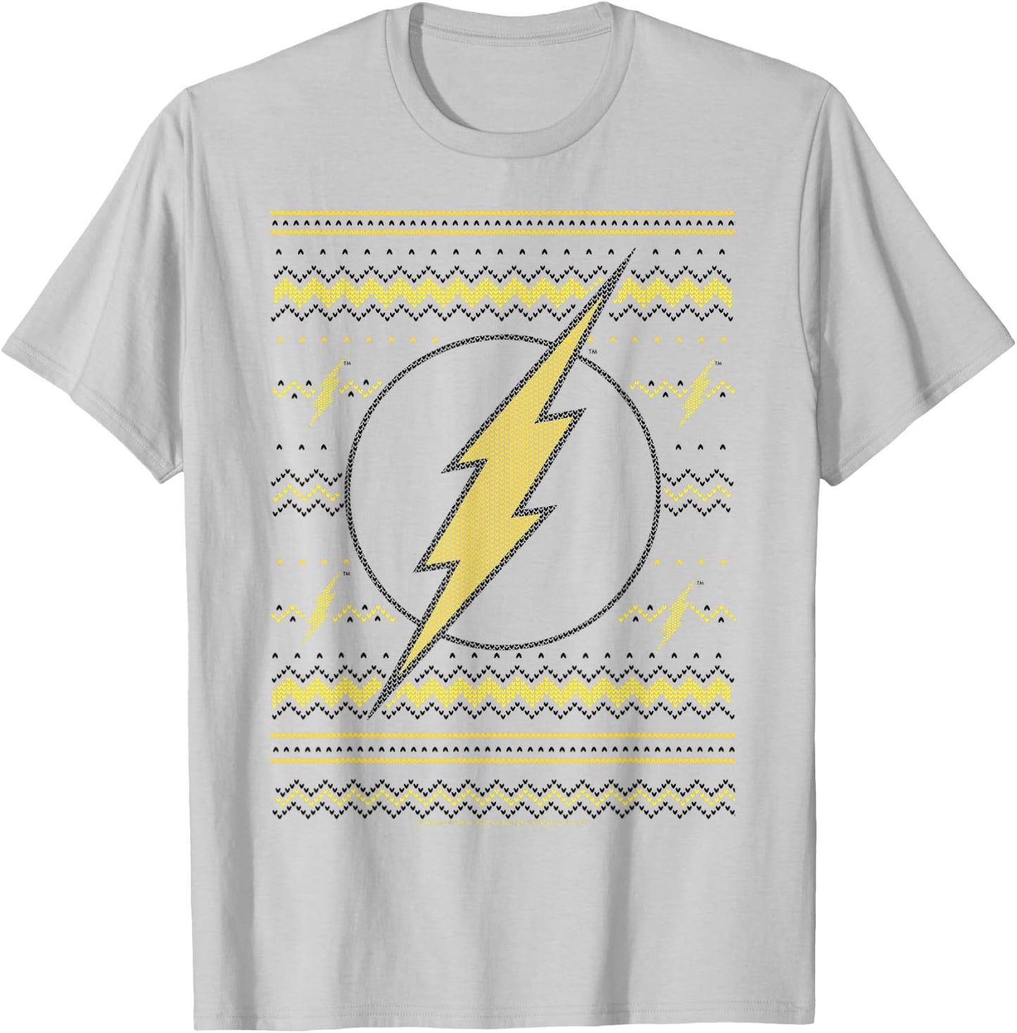 DC Comics The Flash Logo Christmas Sweater Style T-Shirt - T-Shirt | Ash