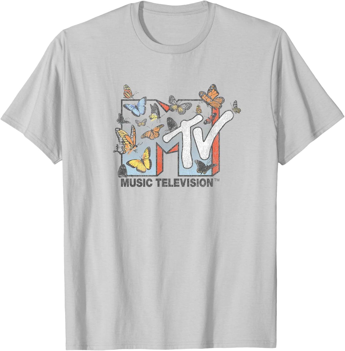 MTV Lots of Butterflies MTV Logo Small T-Shirt - T-Shirt | Ash