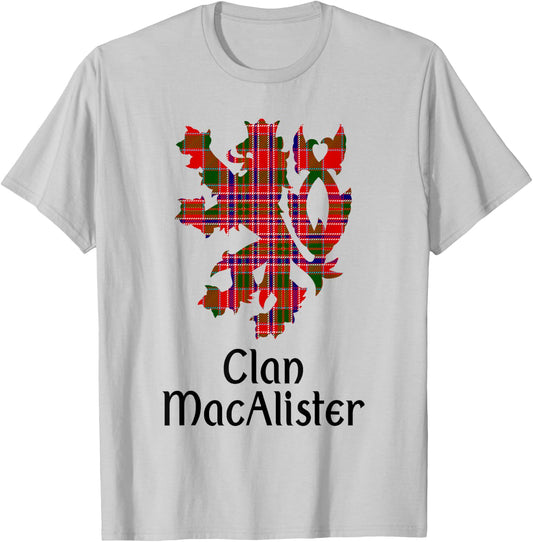 Clan MacAlister Tartan Scottish Family Name Scotland Pride T-Shirt - T-Shirt | Ash