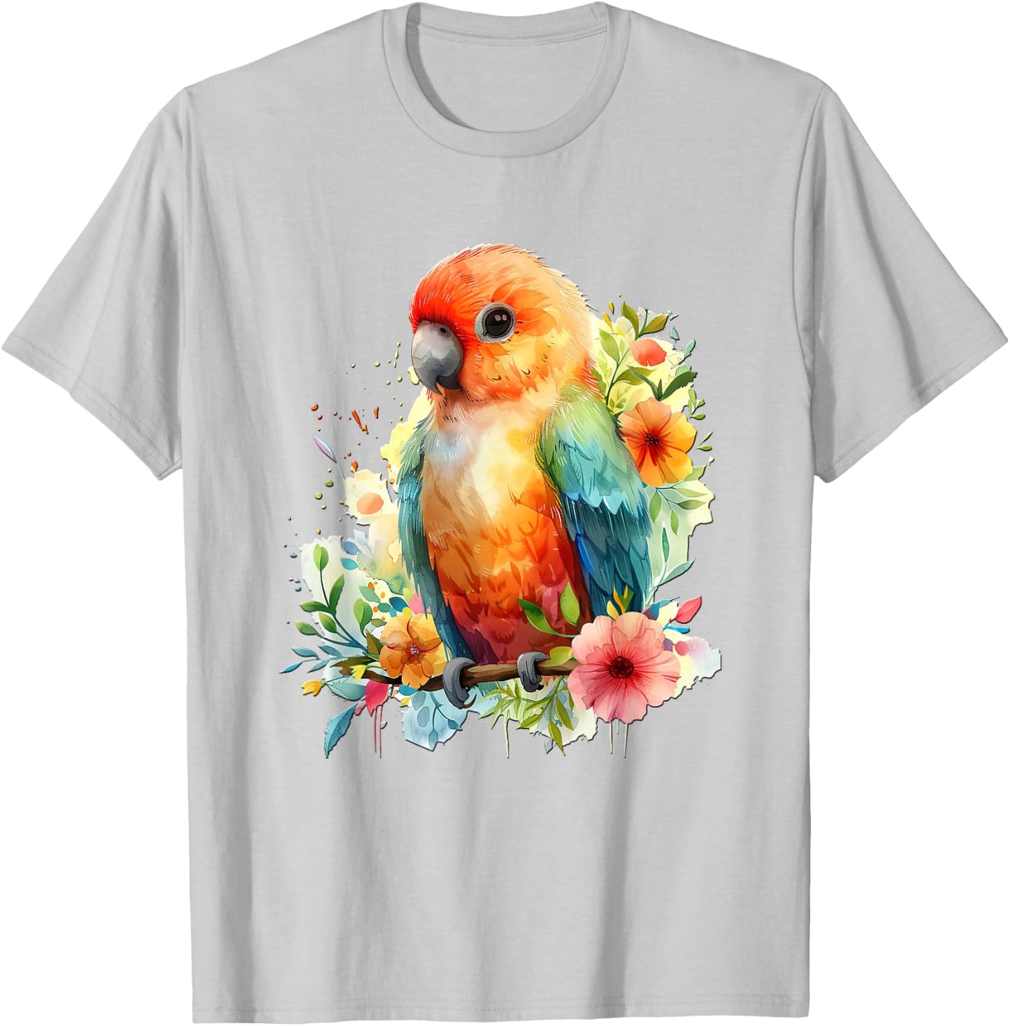 Baby Papagei mit Blumen süße Papageien Mädchen Tochter Sohn T-Shirt - T-Shirt | Ash