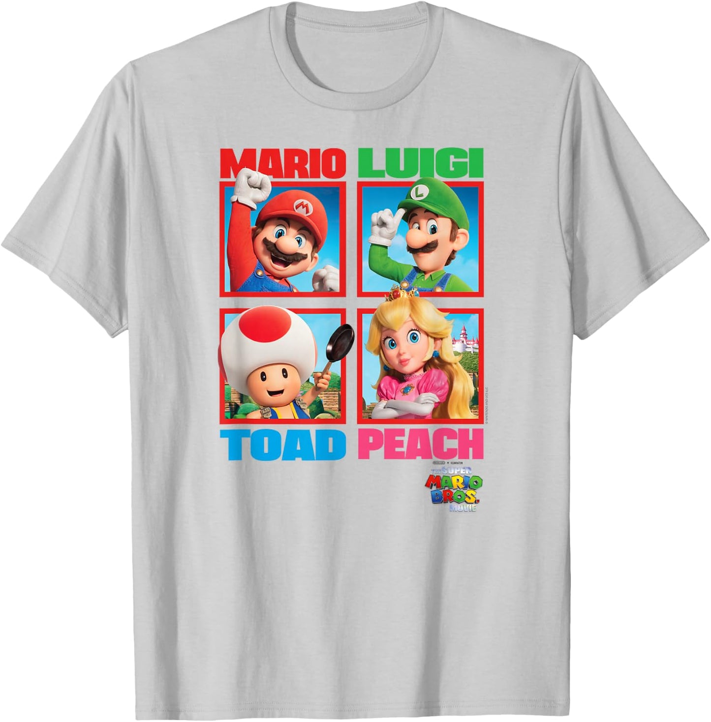 The Super Mario Bros. Movie Mario Peach Toad Luigi Poster , White T-Shirt - T-Shirt | Ash
