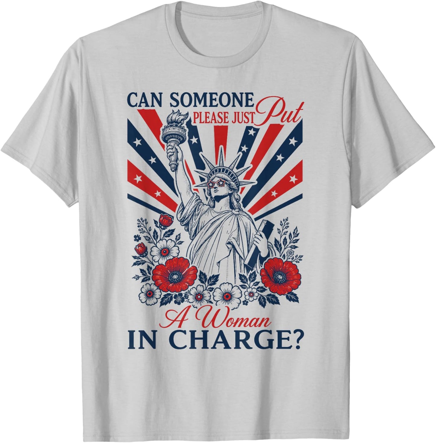 Retro Can Someone Please Just Put A Woman in Charge T-Shirt - T-Shirt | Ash