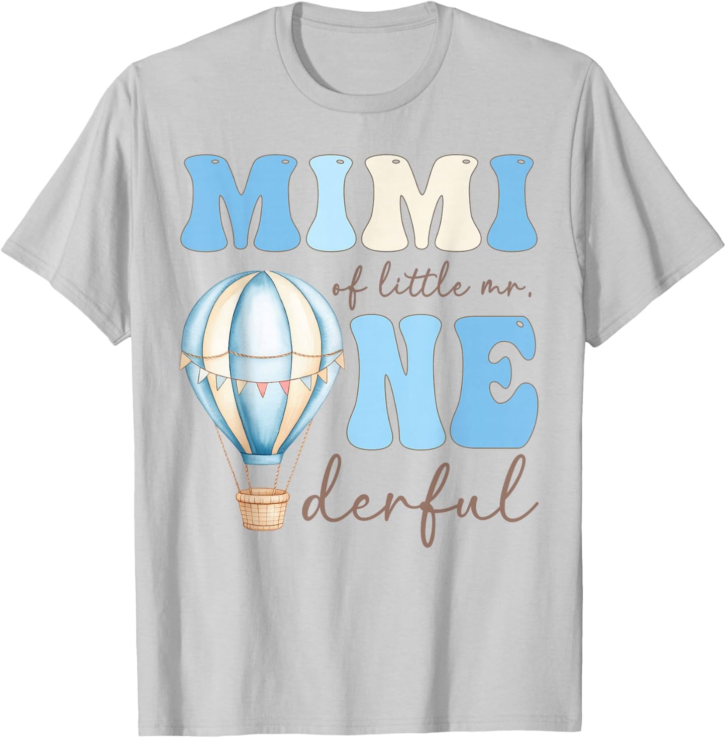 Mimi of Little Mr. Onederful 1st Birthday Boy Air Balloon T-Shirt - T-Shirt | Ash